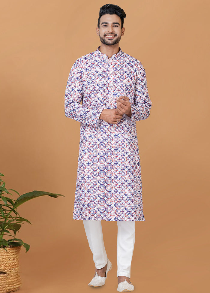 2 Pc Cream Cotton Kurta Pajama Set - Indian Silk House Agencies