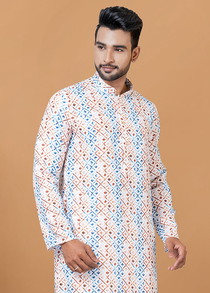 2 Pc Cream Cotton Kurta Pajama Set - Indian Silk House Agencies