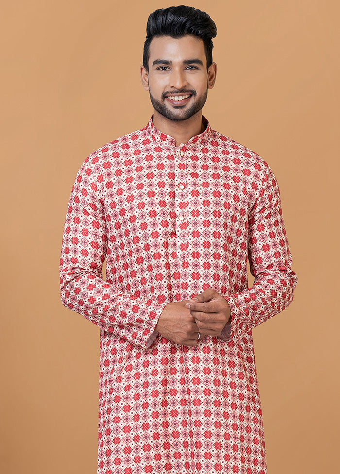 2 Pc Cream Cotton Kurta Pajama Set - Indian Silk House Agencies