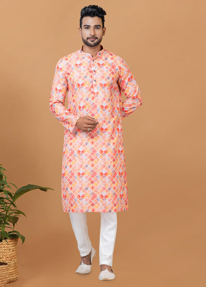 2 Pc Cream Cotton Kurta Pajama Set - Indian Silk House Agencies