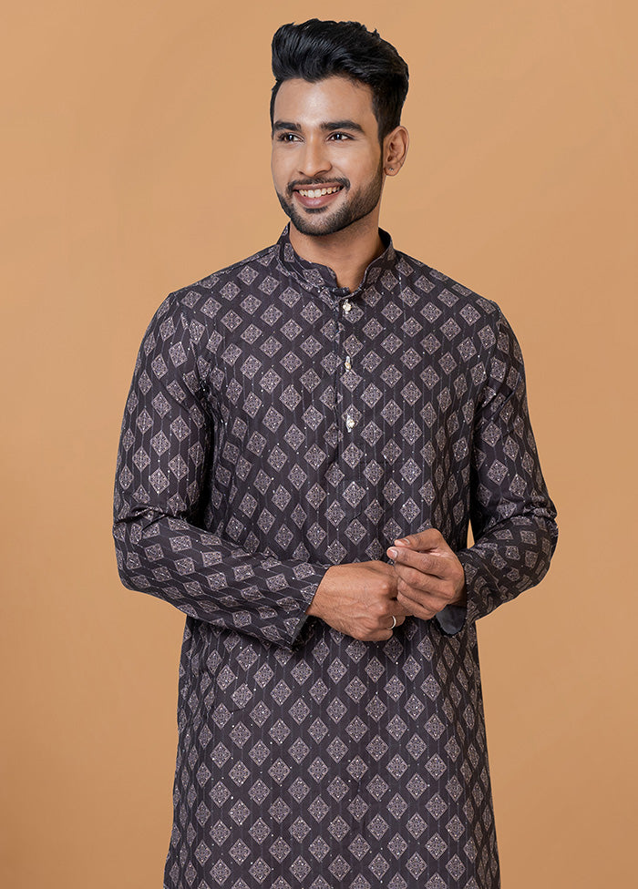 2 Pc Black Cotton Kurta Pajama Set - Indian Silk House Agencies