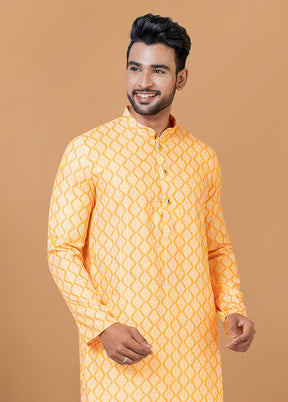 2 Pc Yellow Cotton Kurta Pajama Set - Indian Silk House Agencies