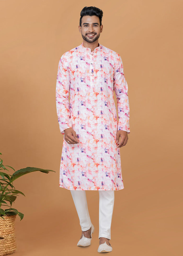 2 Pc Cream Cotton Kurta Pajama Set - Indian Silk House Agencies