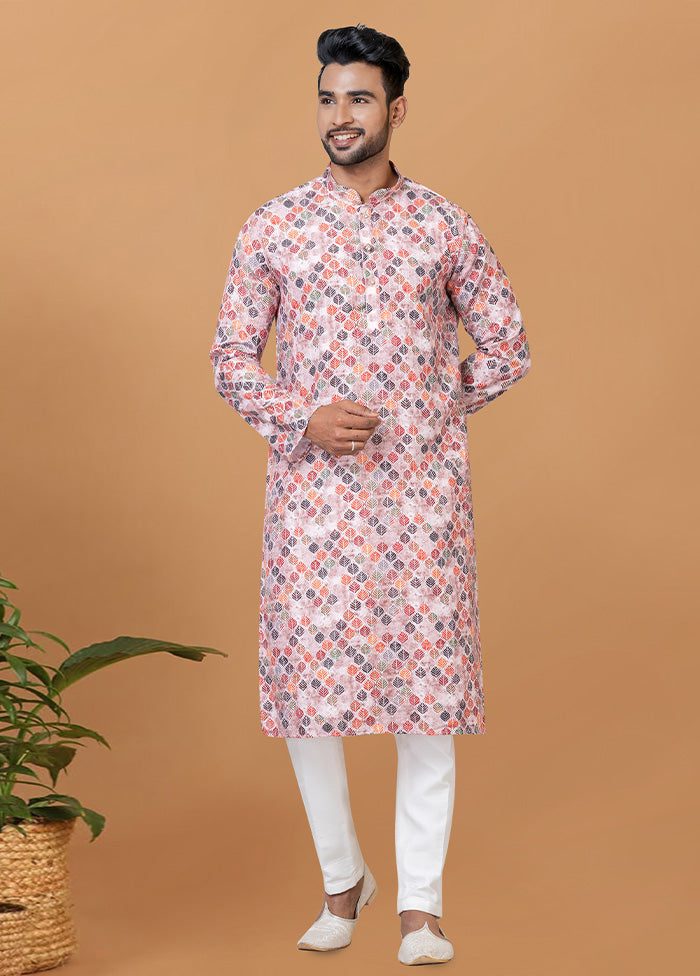 2 Pc Cream Cotton Kurta Pajama Set - Indian Silk House Agencies