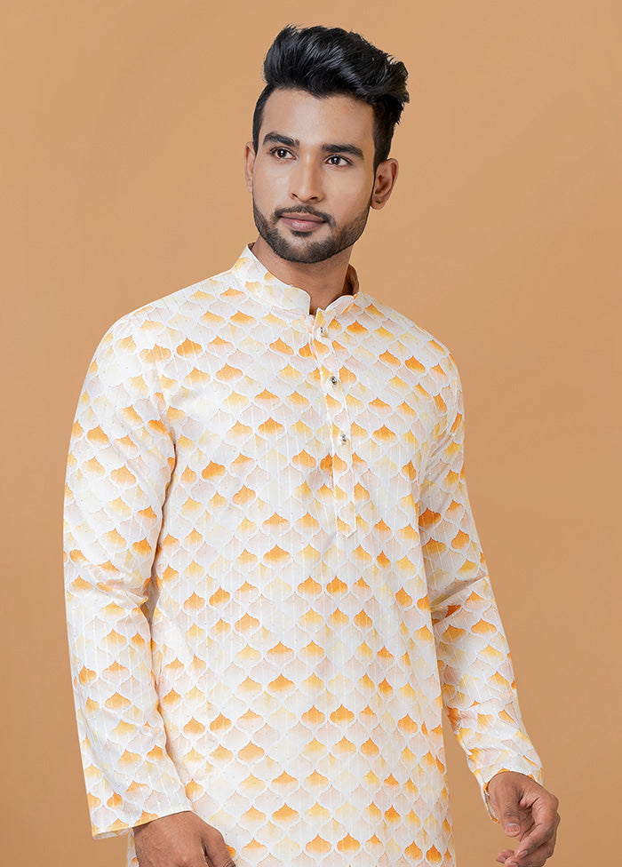 2 Pc Cream Cotton Kurta Pajama Set - Indian Silk House Agencies