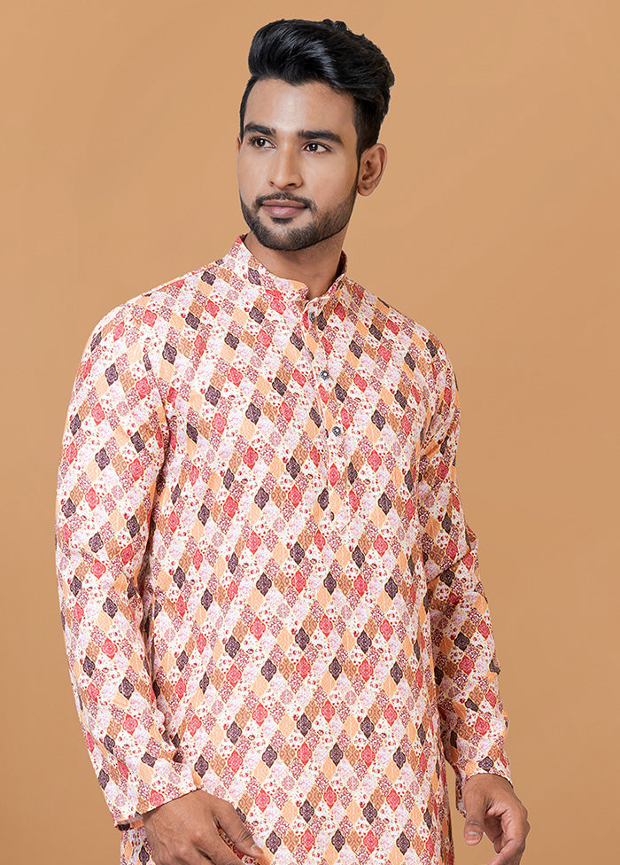 2 Pc Cream Cotton Kurta Pajama Set - Indian Silk House Agencies