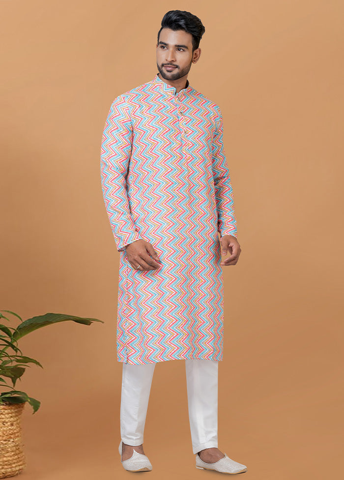 2 Pc Cream Cotton Kurta Pajama Set - Indian Silk House Agencies