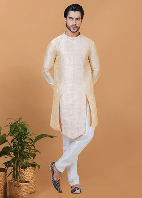 2 Pc Golden Silk Kurta Pajama Set - Indian Silk House Agencies