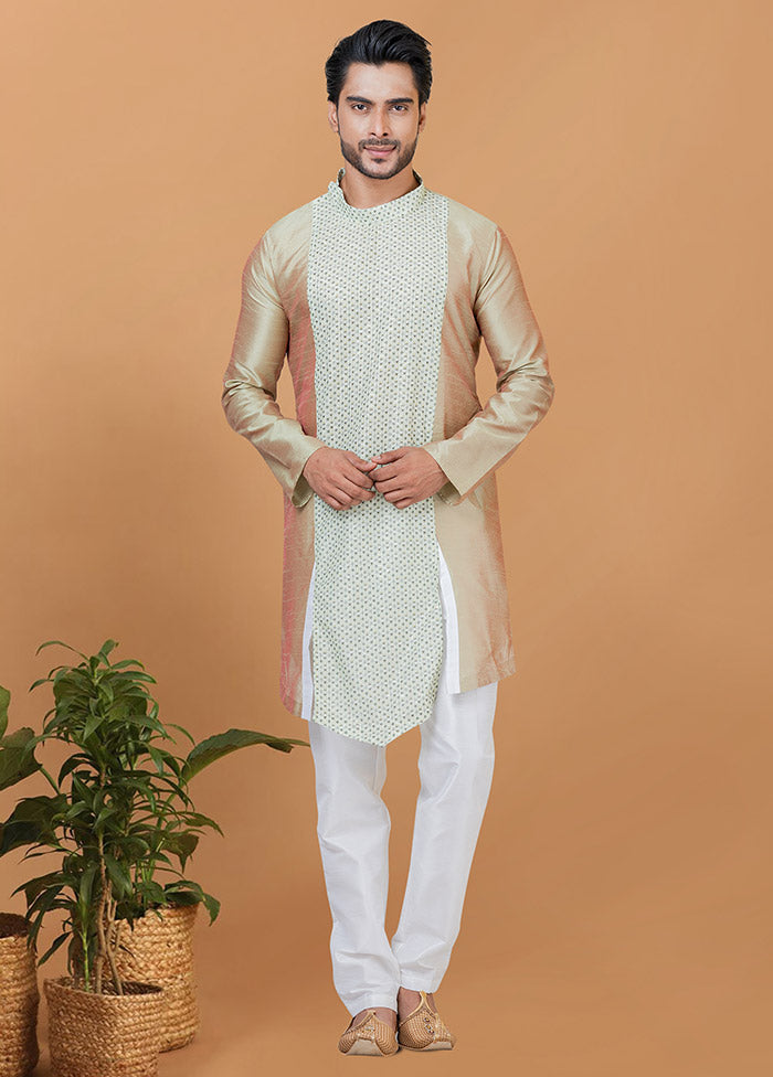 2 Pc Multicolor Silk Kurta Pajama Set