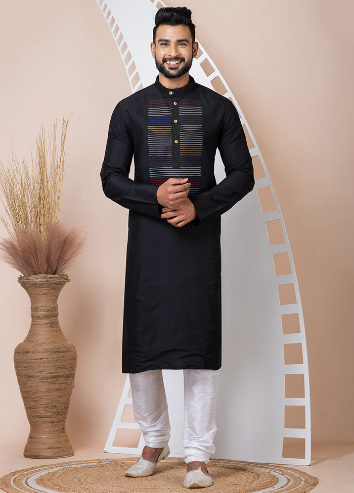 Black Viscose Kurta And Pajama Set