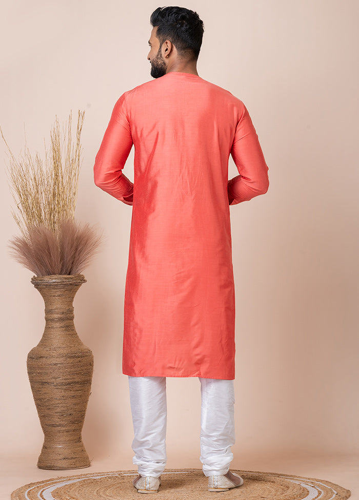 Orange Viscose Kurta And Pajama Set