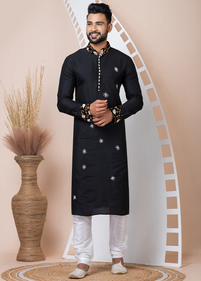 Black Viscose Kurta And Pajama Set