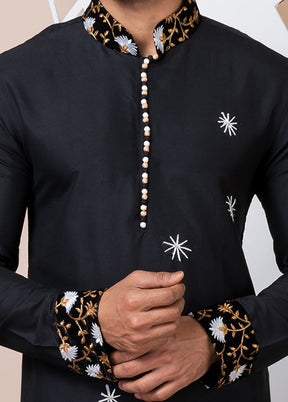 Black Viscose Kurta And Pajama Set