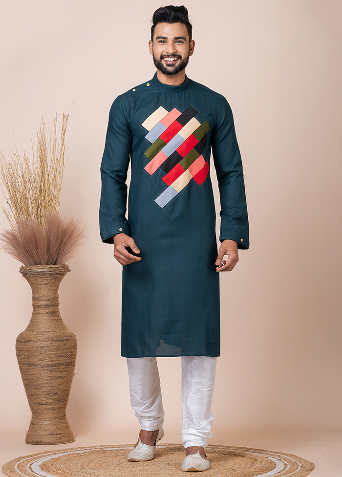 Rama Green Cotton Kurta And Pajama Set