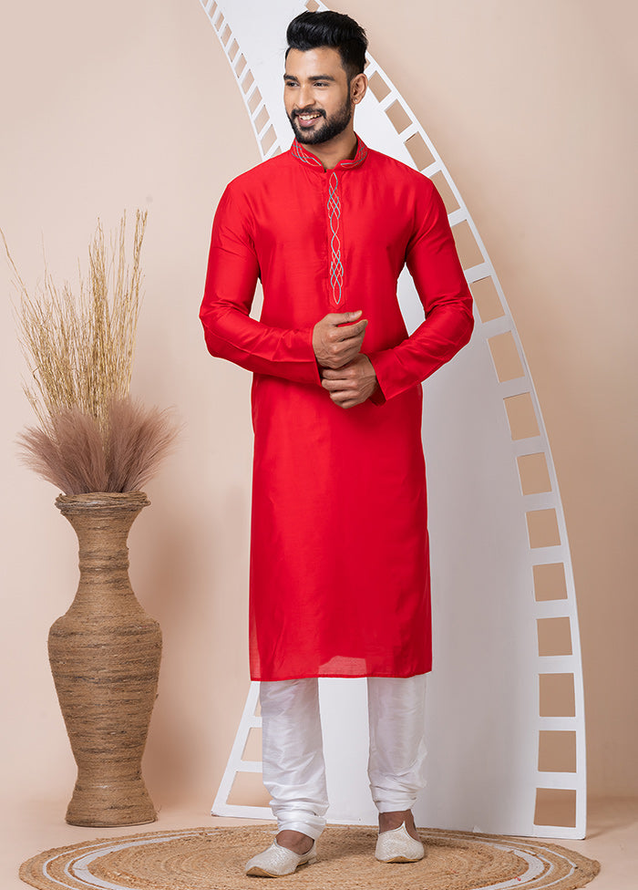 Red Viscose Kurta And Pajama Set