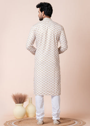 White Cotton Kurta And Pajama Set