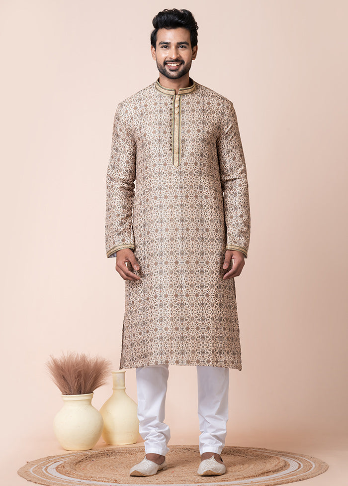 Multicolor Blended Silk Kurta And Pajama Set