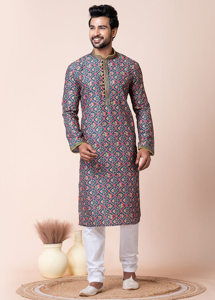 Multicolor Cotton Kurta And Pajama Set