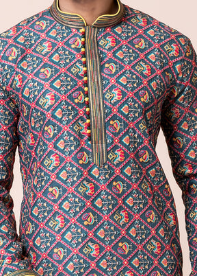 Multicolor Cotton Kurta And Pajama Set