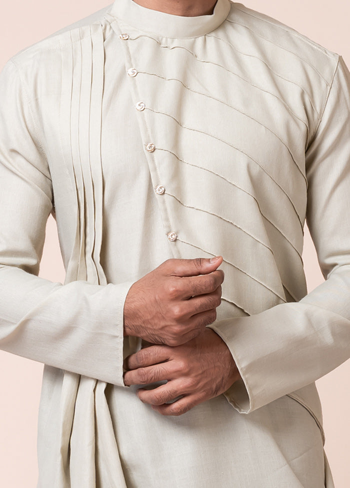 Cream Cotton Kurta And Pajama Set