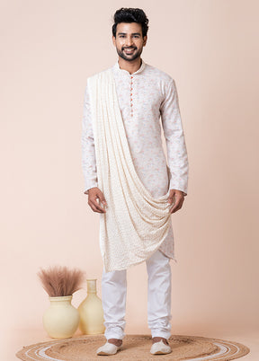 White Viscose Kurta And Pajama Set