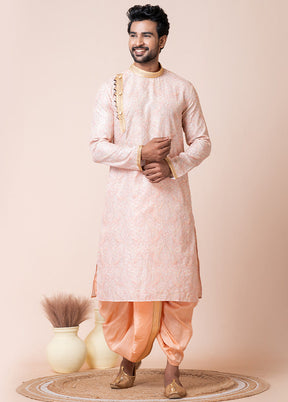 Pink Cotton Kurta And Pajama Set