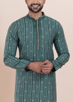 Multicolor Silk Kurta And Pajama Set