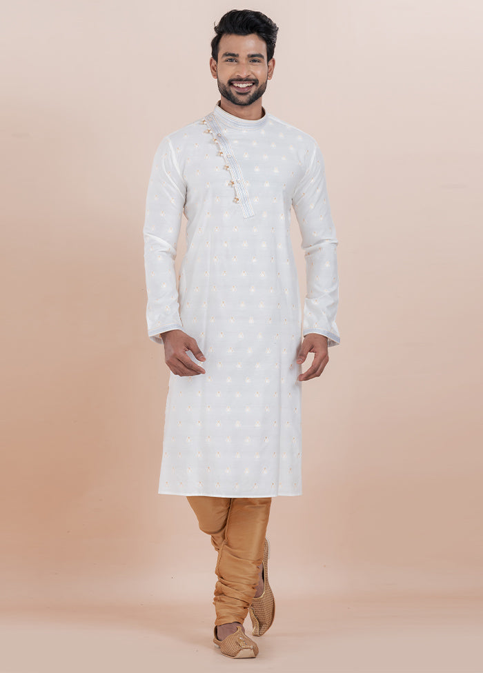 White Cotton Kurta And Pajama Set