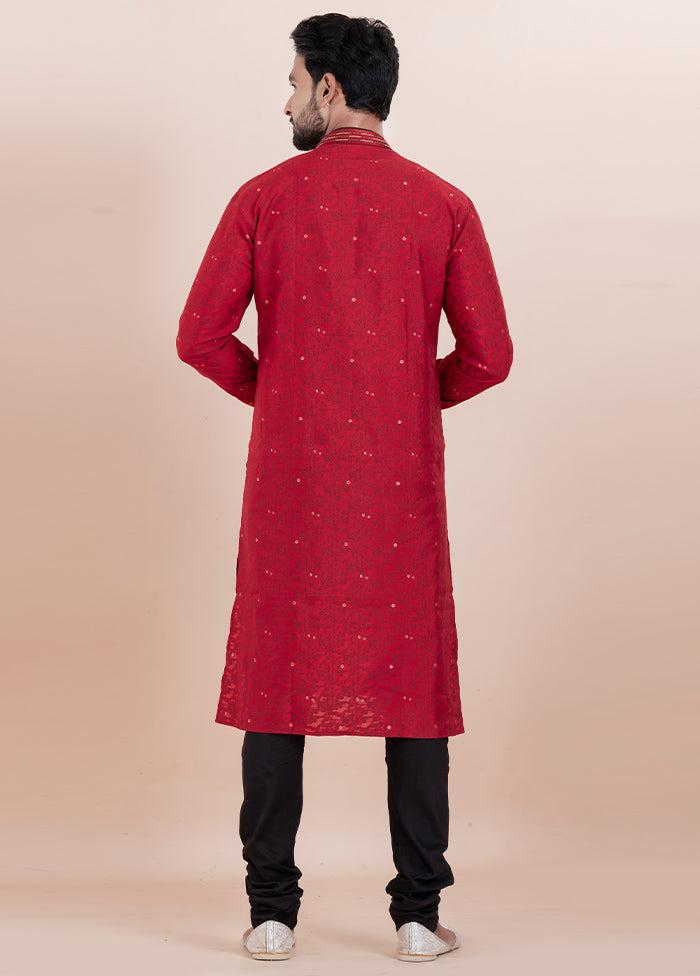 Maroon Cotton Kurta And Pajama Set