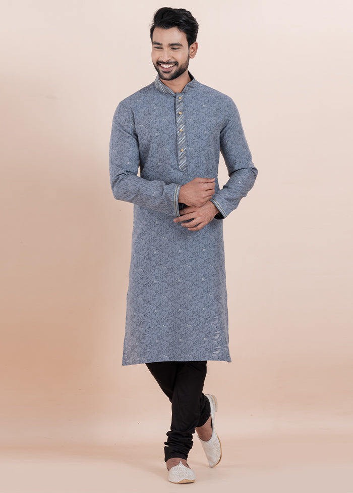 Grey Cotton Kurta And Pajama Set