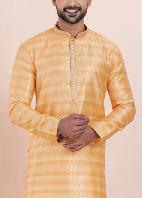 Orange Cotton Kurta And Pajama Set