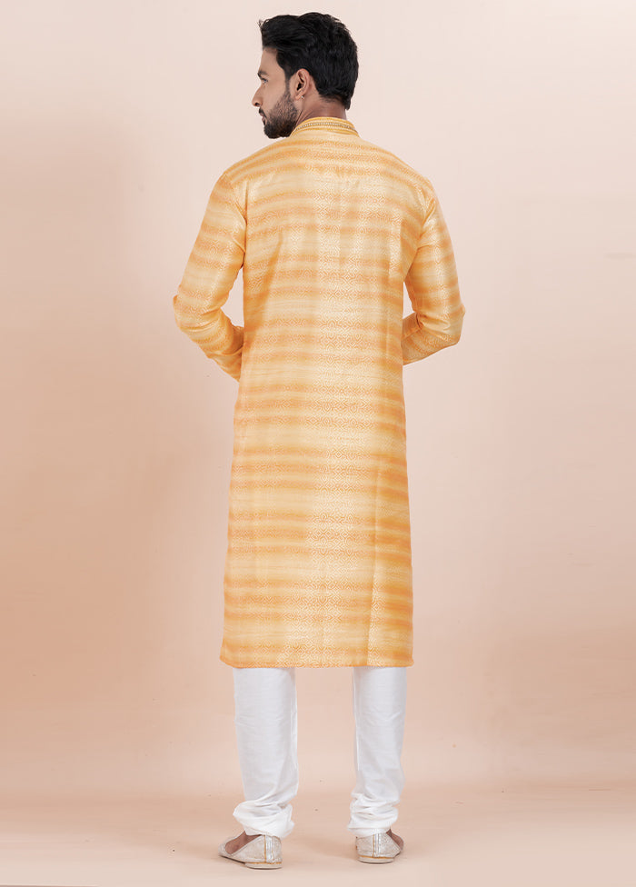 Orange Cotton Kurta And Pajama Set