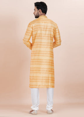 Orange Cotton Kurta And Pajama Set