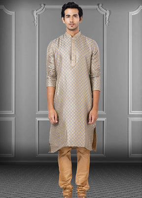 2 Pc Multicolor Dupion Silk Kurta Pajama Set