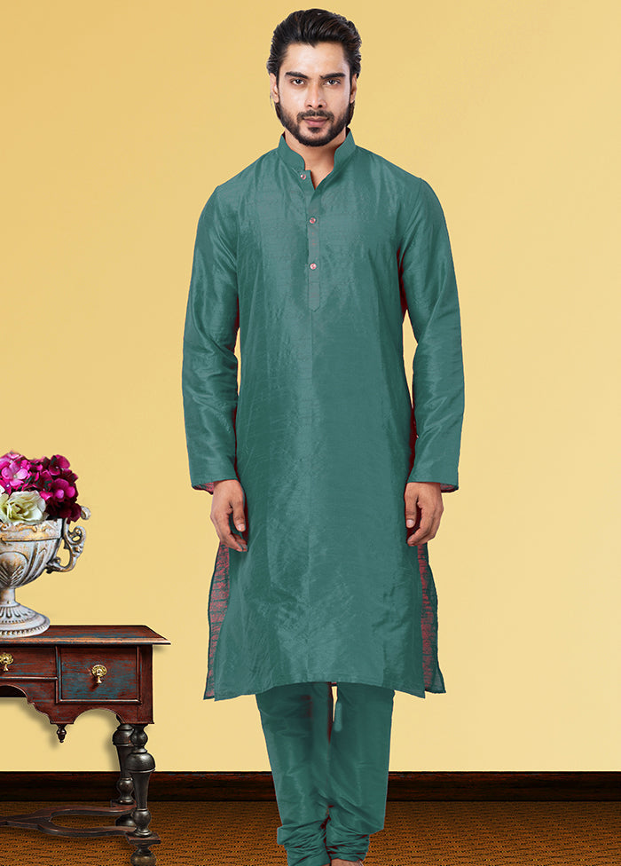 2 Pc Multicolor Dupion Silk Kurta Pajama Set