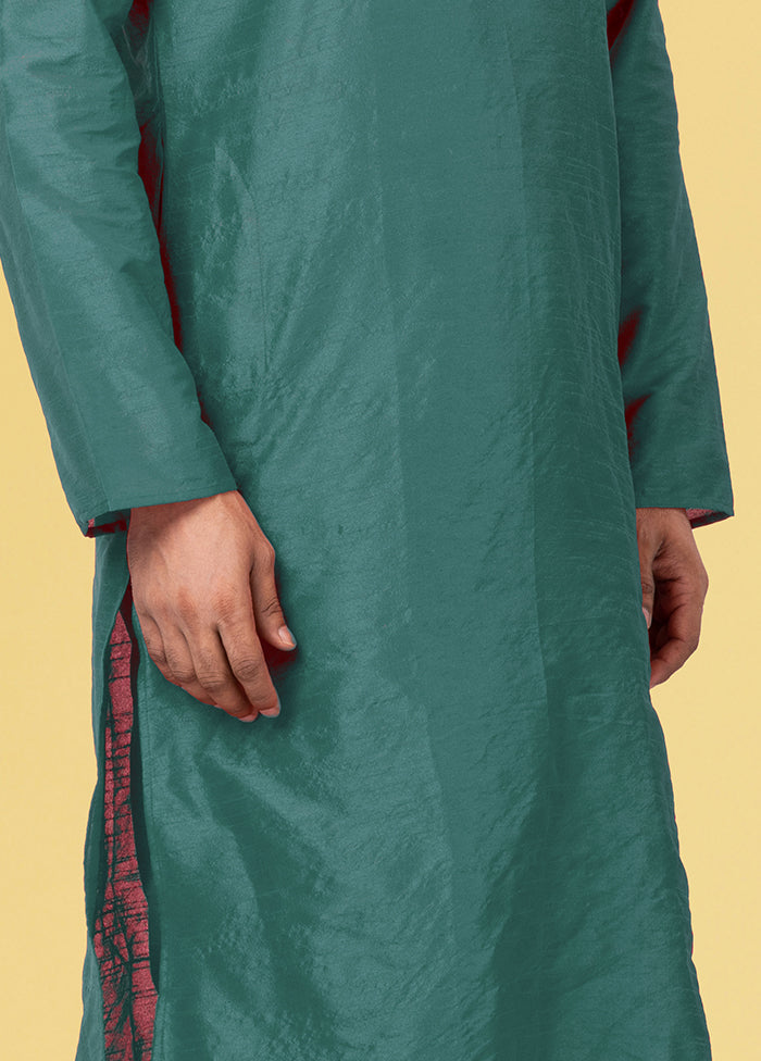 2 Pc Multicolor Dupion Silk Kurta Pajama Set