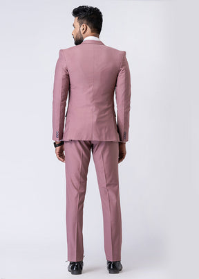 Mauve Silk Full Sleeves Mandarin Collar Blazer with Trouser Set