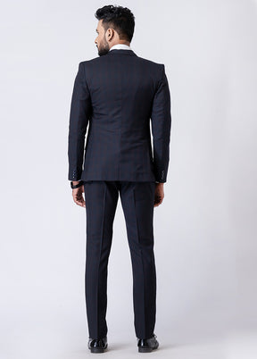 Black Silk Full Sleeves Mandarin Collar Blazer with Trouser Set