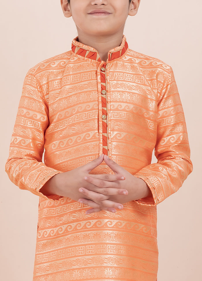 Orange Cotton Silk Kurta Pajama Set