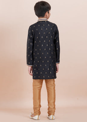 Black Cotton Silk Kurta Pajama Set