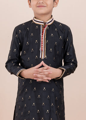 Black Cotton Silk Kurta Pajama Set