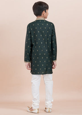 Teal Cotton Silk Kurta Pajama Set