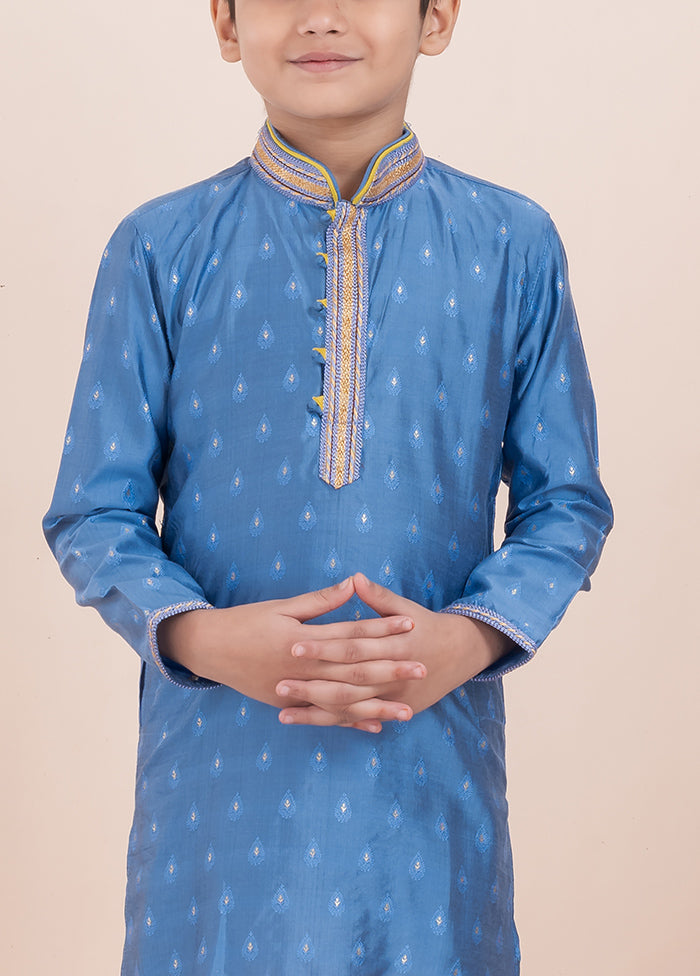 Teal Blue Cotton Silk Kurta Pajama Set
