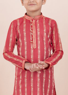 Red Cotton Silk Kurta Pajama Set