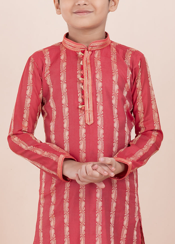 Red Cotton Silk Kurta Pajama Set