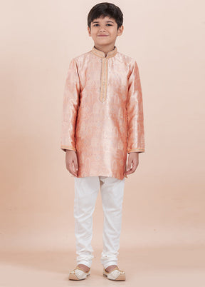 Orange Cotton Silk Kurta Pajama Set