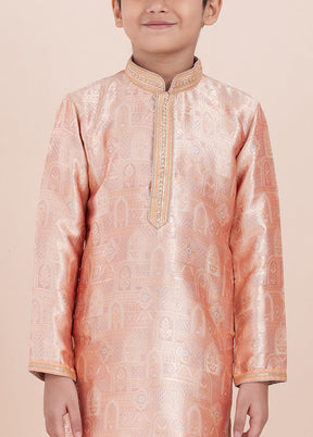 Orange Cotton Silk Kurta Pajama Set