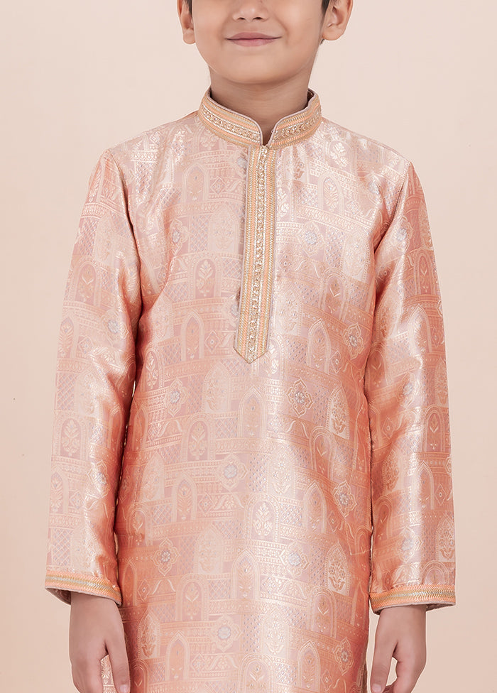 Orange Cotton Silk Kurta Pajama Set