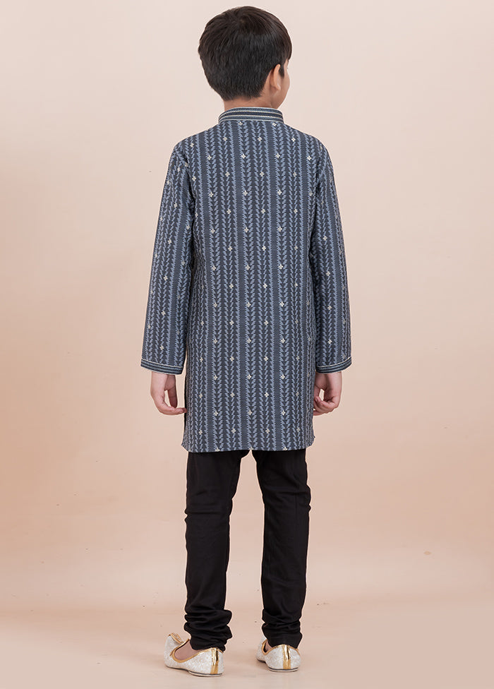 Grey Cotton Silk Kurta Pajama Set