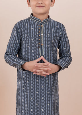 Grey Cotton Silk Kurta Pajama Set